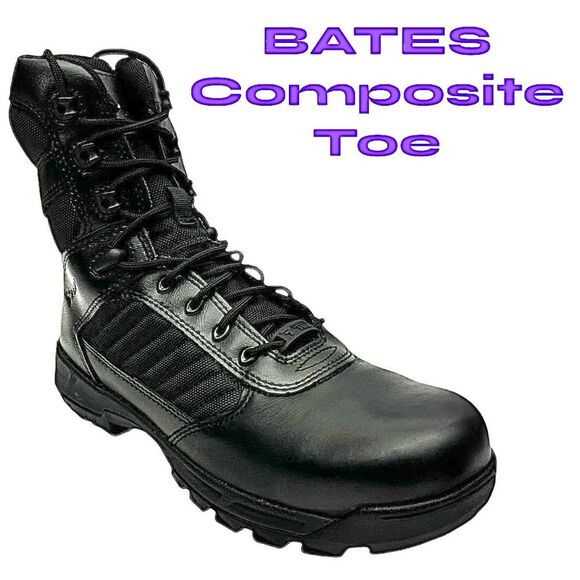 BATES Men's Tactical Boots Lightweight Composite Toe High Top Side Zip Size 10 M - Picture 1 of 12